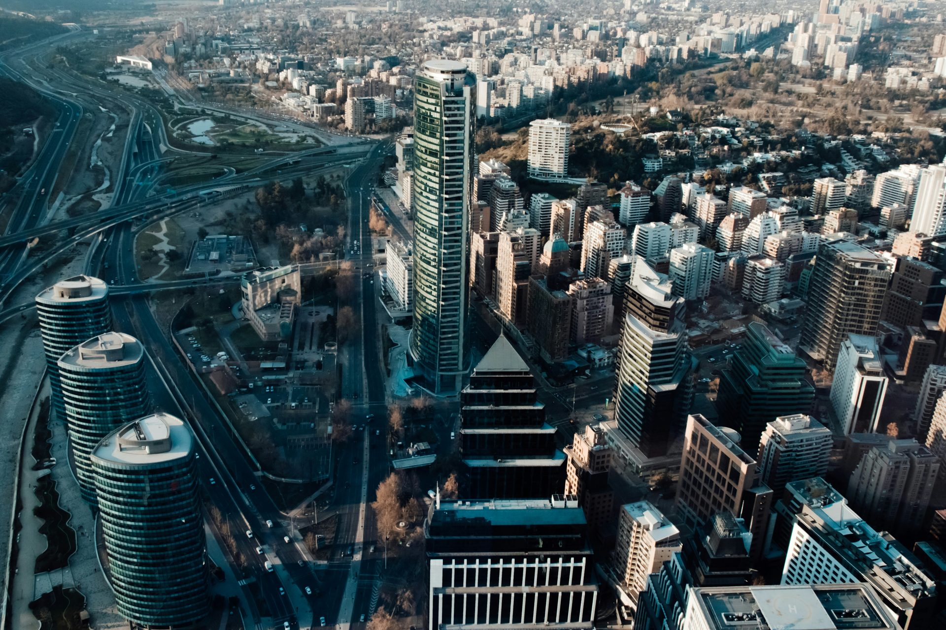 Vista aérea de Santiago de Chile, distrito financiero